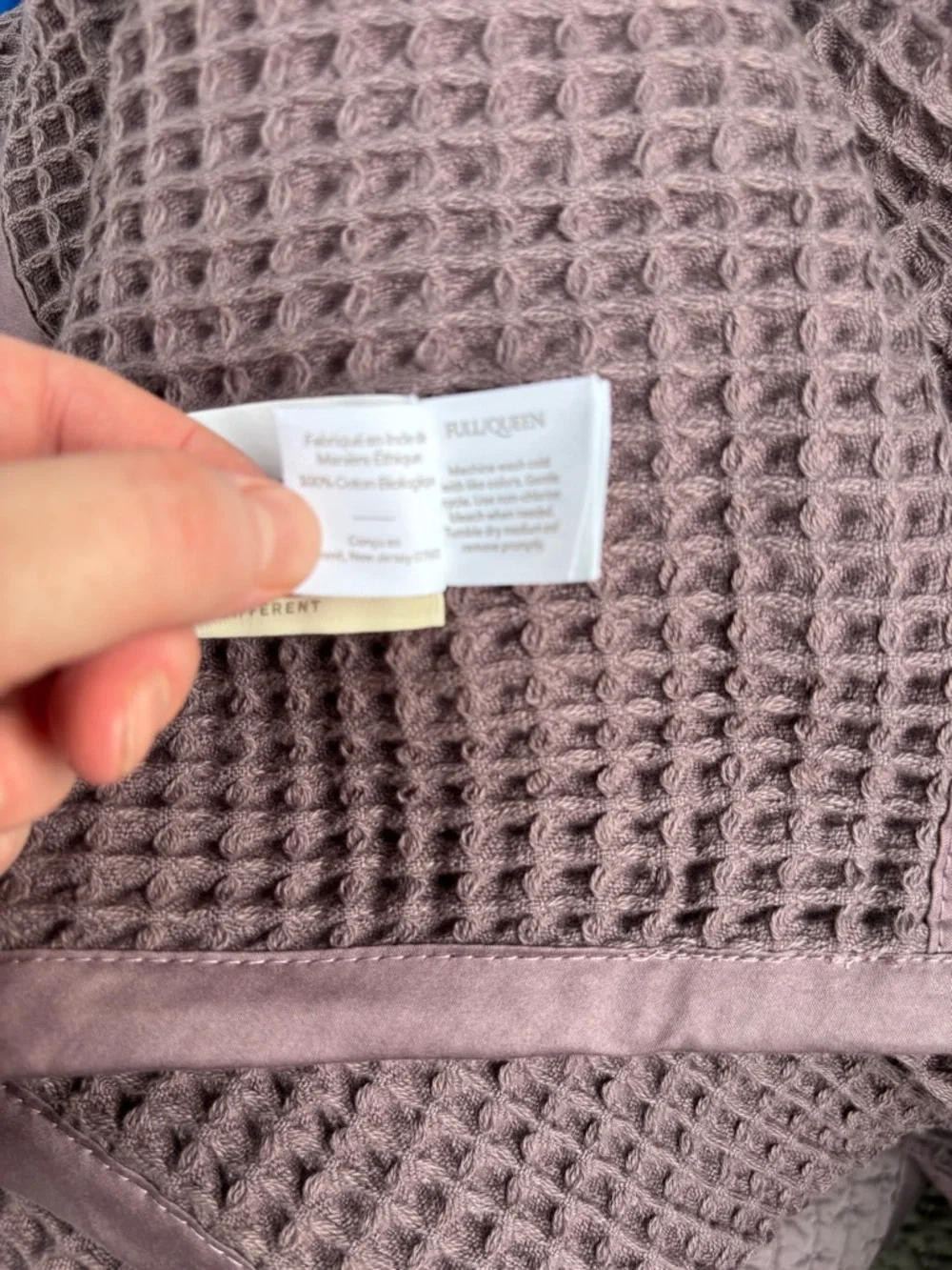 Boll & Branch Waffle Blanket Plum Organic Cotton Full Queen GOTS Certified NWOT